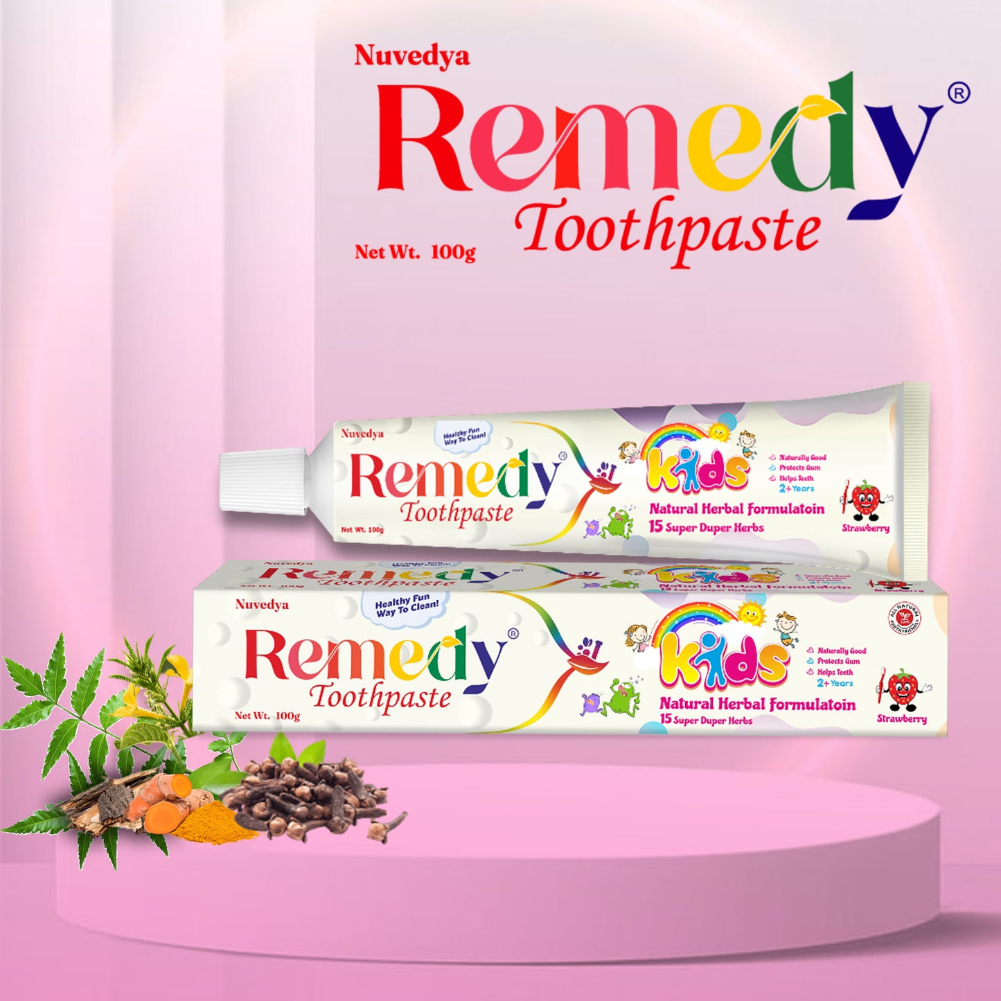 Remedy Toothpaste Kids Strawberry Flavor 100 gm